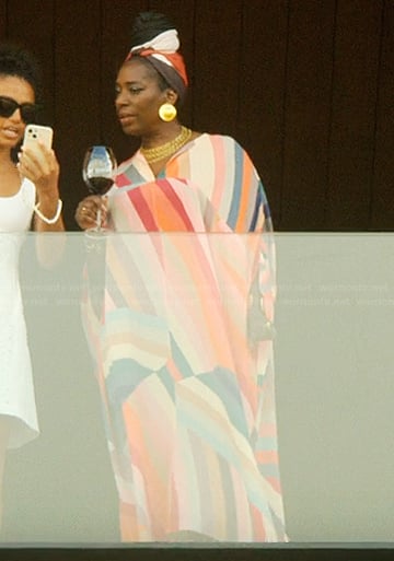 Isabella's striped wrap dress on The Girlfriend