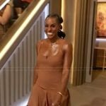Issa Rae’s brown metallic knit mini dress on The Drew Barrymore Show
