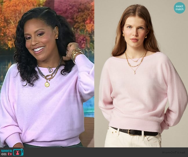 J. Crew Cashmere boatneck sweater worn by Sheinelle Jones on Today