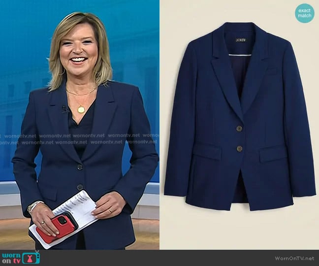 J. Crew Madelyn blazer in Navy four-season stretch worn by Christine Romans on Today