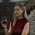 Jacinda’s burgundy sheath dress on General Hospital