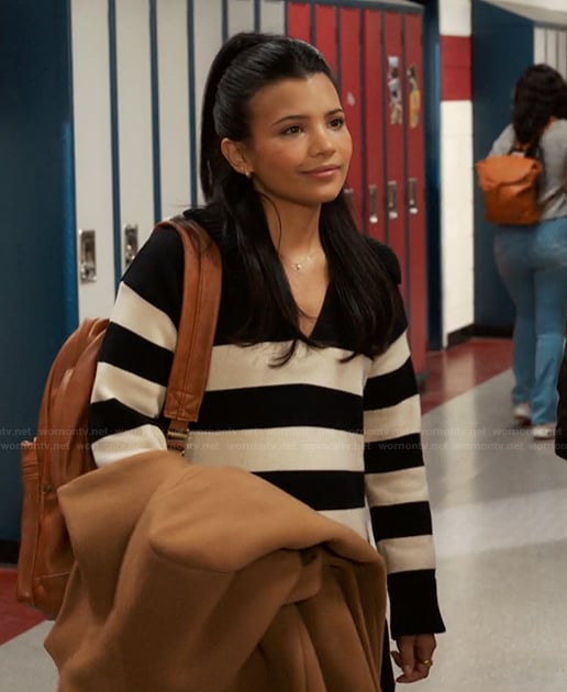 Jackie’s striped pleated dress on My Life with the Walter Boys