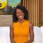Janai’s orange crochet sleeveless dress on Good Morning America