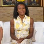 Janai’s floral sleeveless shirtdress on Good Morning America