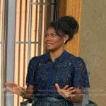 Janai’s navy floral lace top on Good Morning America