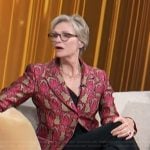 Jane Lynch’s floral print blazer on Access Hollywood