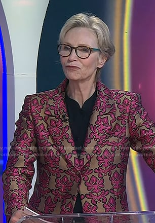 Jane Lynch’s floral jacquard blazer on Today