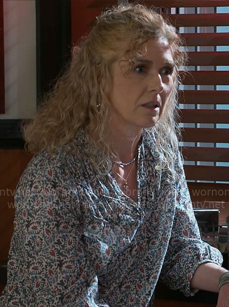 Jan’s vine print blouse on Beyond the Gates