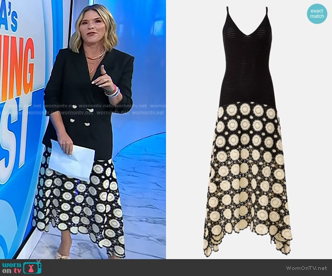 Jason Wu x RTR Drop Waist Crochet Midi Dress worn by Jenna Bush Hager on Today