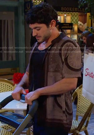 Javi's brown printed shirt on Days of our Lives