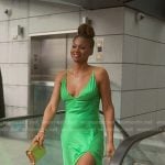 Jax’s green slit dress on Reasonable Doubt