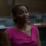 Jax’s pink asymmetric neck dress on Reasonable Doubt
