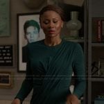 Jax’s green gathered midi dress on Reasonable Doubt