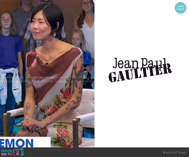 Jean Paul Gaultier Vintage Silk Floral Dress worn by May Hong on Good Morning America
