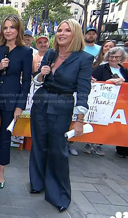 Jenna's navy pinstripe blazer and wide-leg pants on Today
