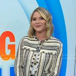 Jenna’s white stripe tweed jacket and brown pleated skirt on Today