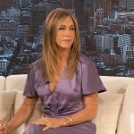 Jennifer Anderson’s purple twist front dress on The Drew Barrymore Show