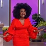 Jennifer’s red puff sleeve dress on The Jennifer Hudson Show