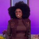 Jennifer’s bomber jacket and brown mesh dress on The Jennifer Hudson Show