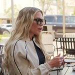 Jennifer’s white contrast piping jacket on The Real Housewives of Orange County