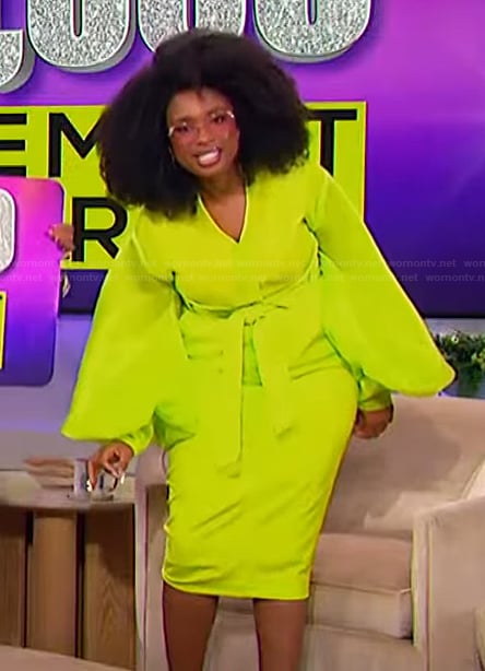 Jennifer’s lime green top and skirt on The Jennifer Hudson Show