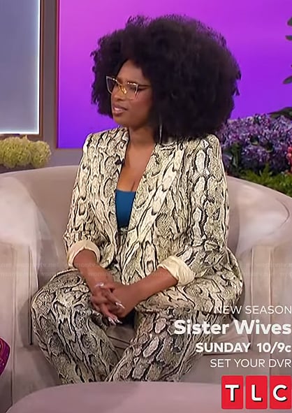 Jennifer’s snake-skin print blazer and pants on The Jennifer Hudson Show
