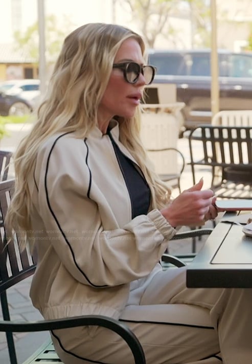 Jennifer's white contrast piping jacket on The Real Housewives of Orange County