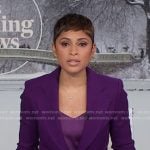 Jericka's purple blazer and pant suit on CBS Evening News