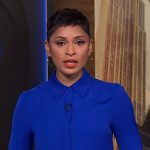 Jericka’s blue blouse on CBS Evening News