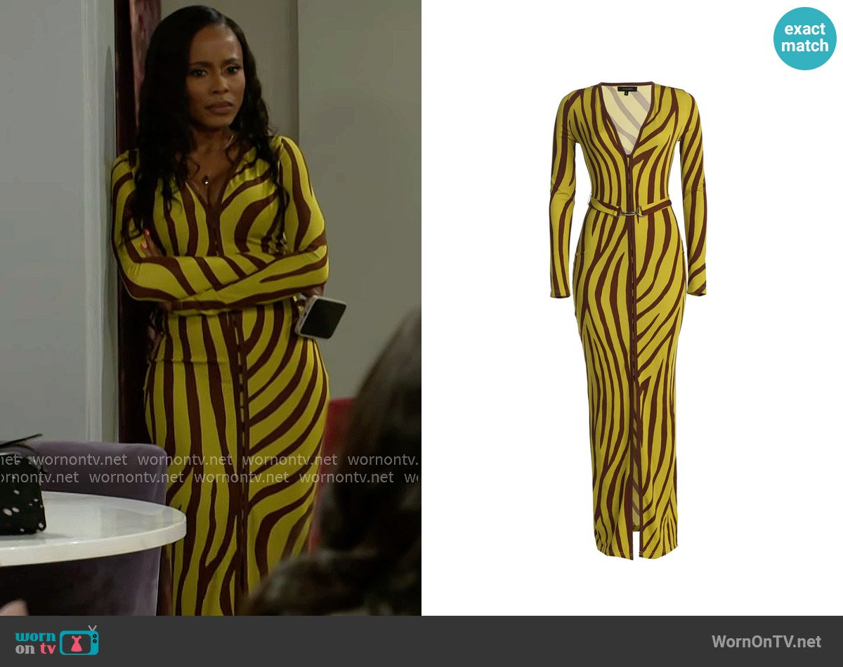 JLuxLabel Lime Print Juki Maxi Dress worn by Hayley Lawson (Marquita Goings) on Beyond the Gates