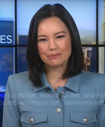 Jo Ling Kent's blue jacket with silver buttons on CBS Mornings