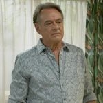 Joey’s blue printed shirt on Beyond the Gates