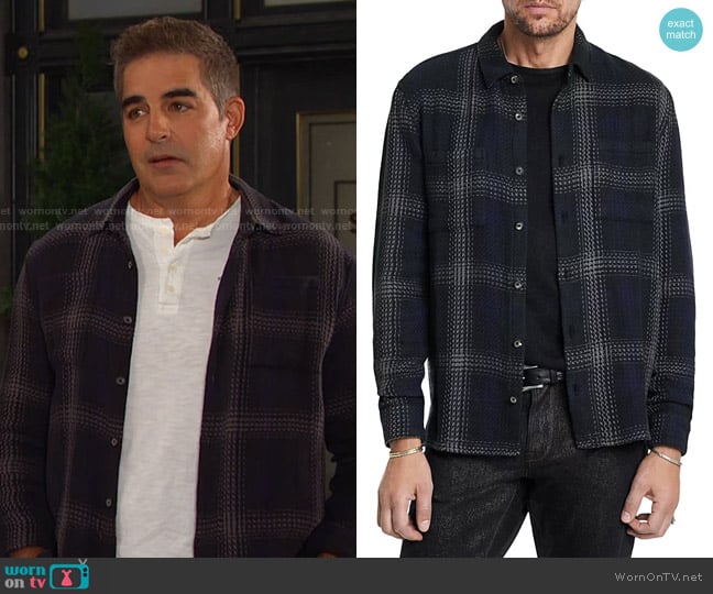 John Varvatos Cole Shirt in Ink Blue worn by Rafe Hernandez (Galen Gering) on Days of our Lives
