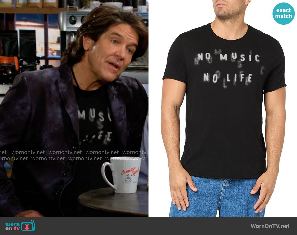 John Varvatos No Music No Life Tee worn by Danny Romalotti (Michael Damian) on The Young and the Restless