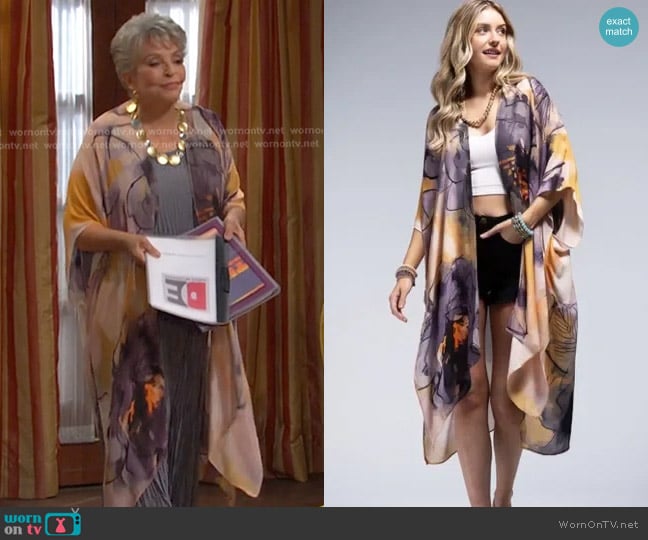 Jordan Valley Open Wrap Kimono Coverup Top worn by Julie Olson Williams (Susan Seaforth Hayes) on Days of our Lives