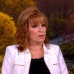 Joy’s white shirt jacket with zip pockets on The View