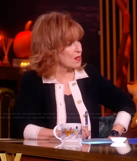 Joy's black contrasting cardigan on The View