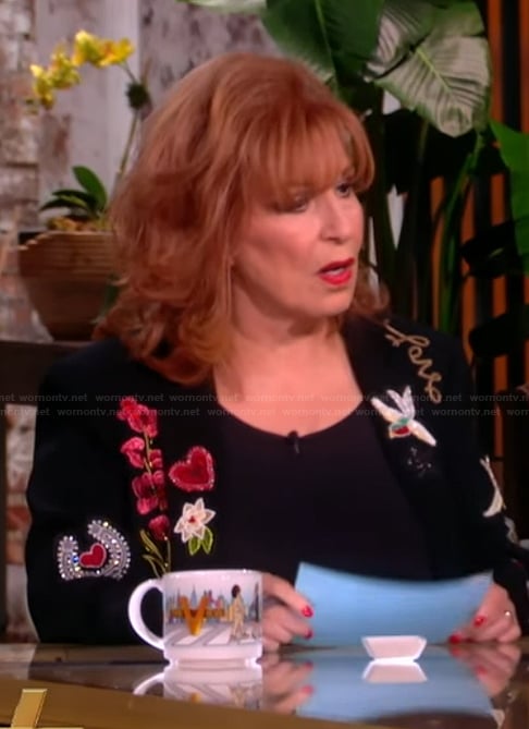 Joy’s black embroidered blazer on The View