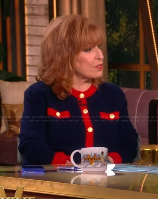 Joy’s navy contrast cardigan on The View