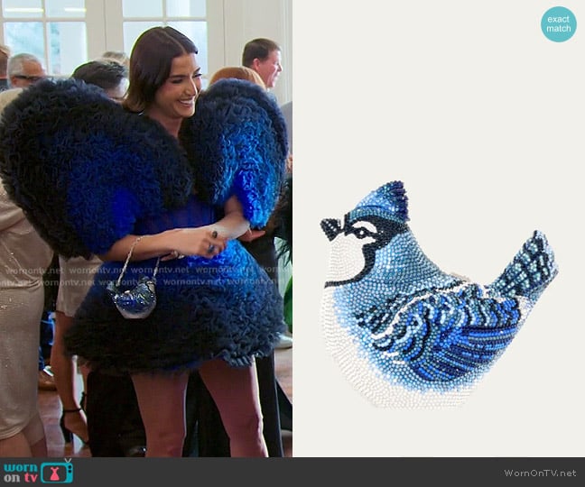 Judith Leiber Bird Blue Jay Purse worn by Bronwyn Newport on The Real Housewives of Salt Lake City