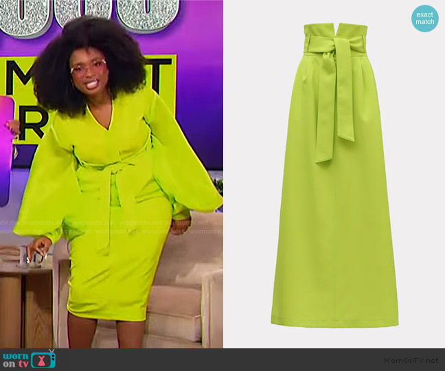 Julia Allert High Waist A-Line Long Skirt With Belt Lime Green worn by Jennifer Hudson on The Jennifer Hudson Show
