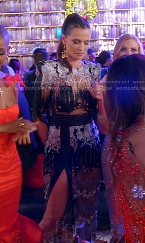 Julia's floral embroidered mesh dress on The Real Housewives of Miami