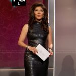 Julie’s black croc skin effect top and skirt on Big Brother