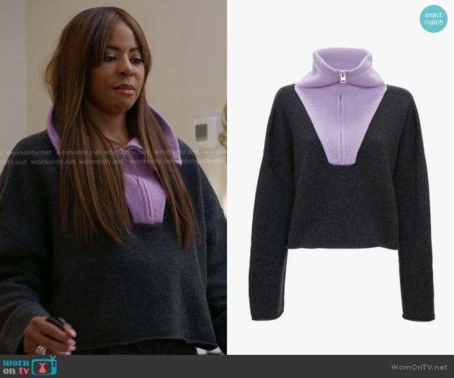 JW Anderson Cropped Funnel Neck Zip Jumper worn by Mary Cosby on The Real Housewives of Salt Lake City