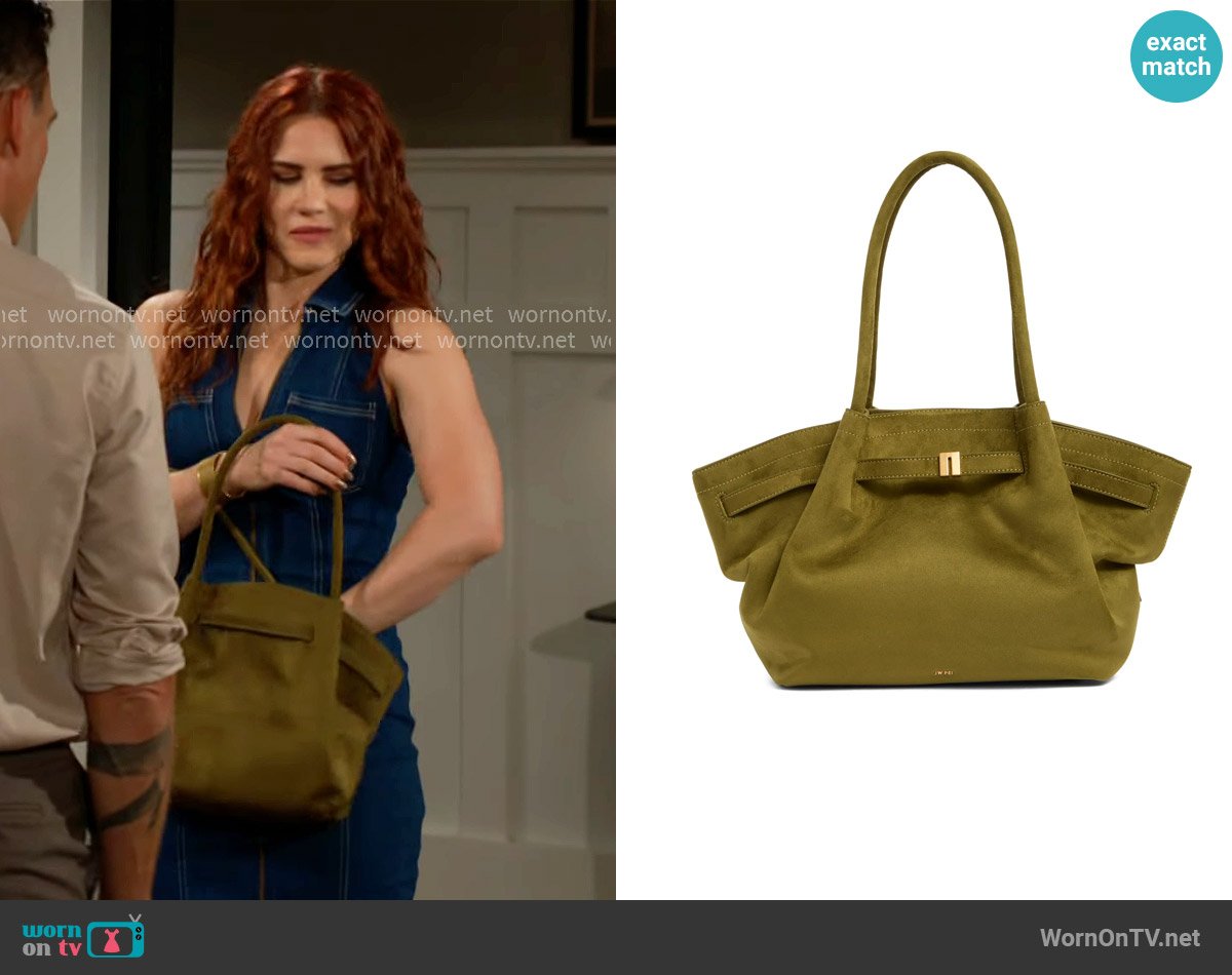 JW Pei Medium Hana Tote in Dark Olive worn by Sally Spectra (Courtney Hope) on The Young and the Restless