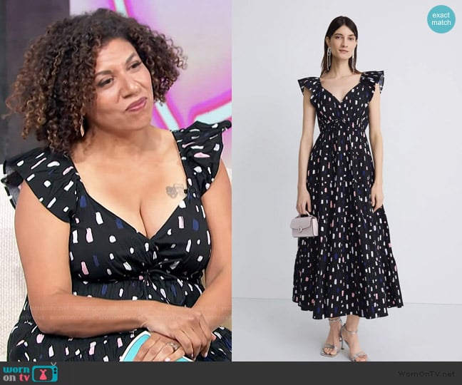 Kate Spade Painterly Strokes Flutter Sleeve Dress worn by Damona on Access Hollywood