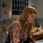 Katherine’s black printed sheer blouse on My Life with the Walter Boys