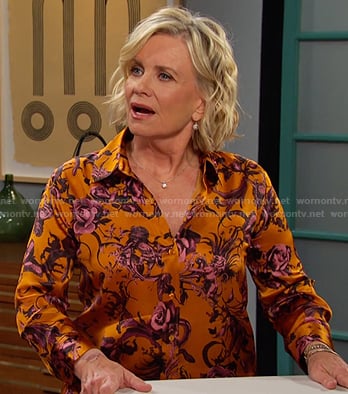 Kayla’s orange floral blouse on Days of our Lives