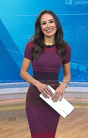 Kaylee's burgundy striped ribbed dress on Today