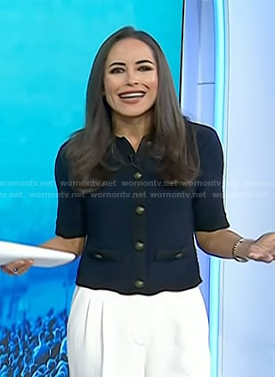Kaylee's navy short sleeve cardigan on Today